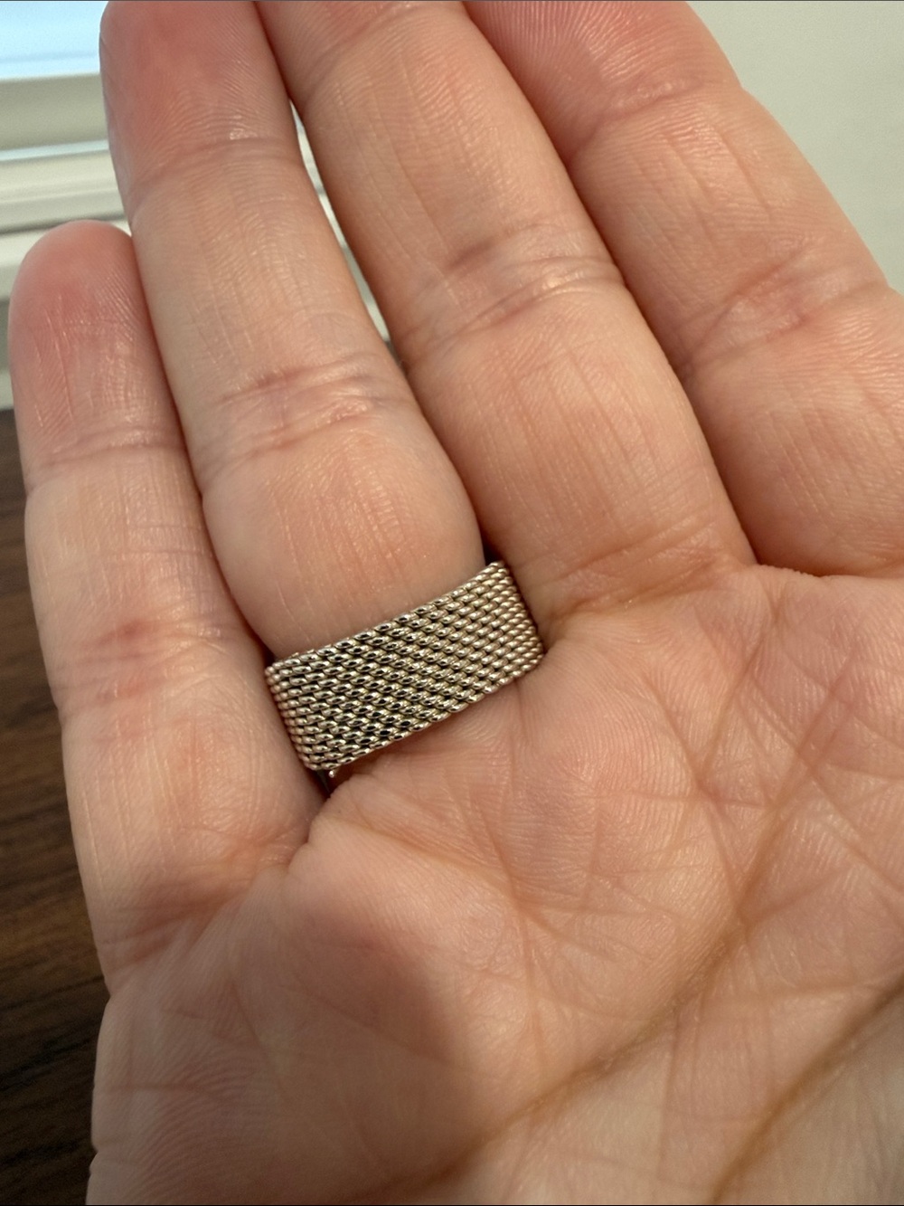 Tous Silver Teddy Bear Mesh Band Ring - Picture 4 of 4